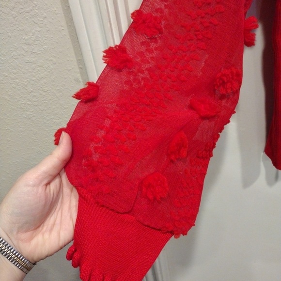 NWT No Boundaries Junior Girl's Red Puff Sleeve Sweater Top Sz XXXL (21) Holiday - Picture 4 of 7